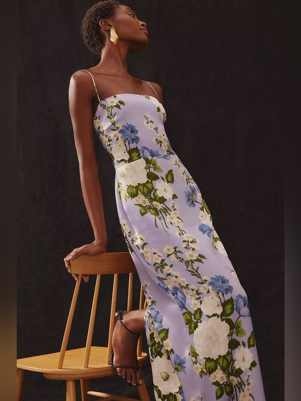 Reformation Lilac Floral Frankie Slip Maxi Dress - Picture 2 of 15